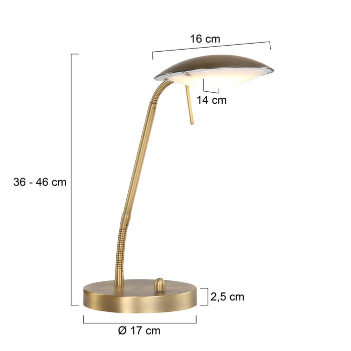 Mexlite - tafellamp - Eloi - brons - glas metaal - Ø 17cm - LED - 1315BR