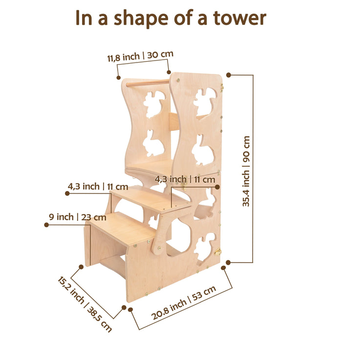 W&H houten multifunctionele keuken opstap voor kinderen - dieren