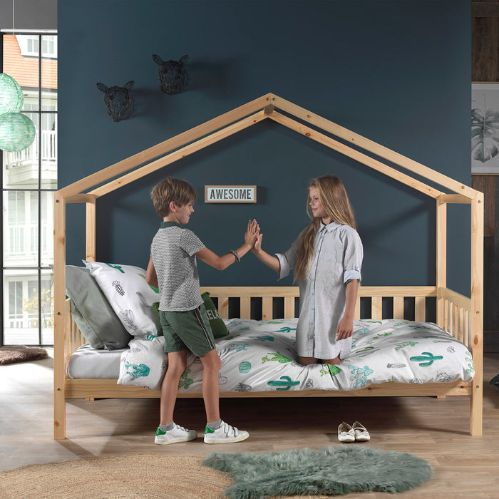 Vipack Dallas Huisbed met Hekje 90 x 200 cm - Naturel