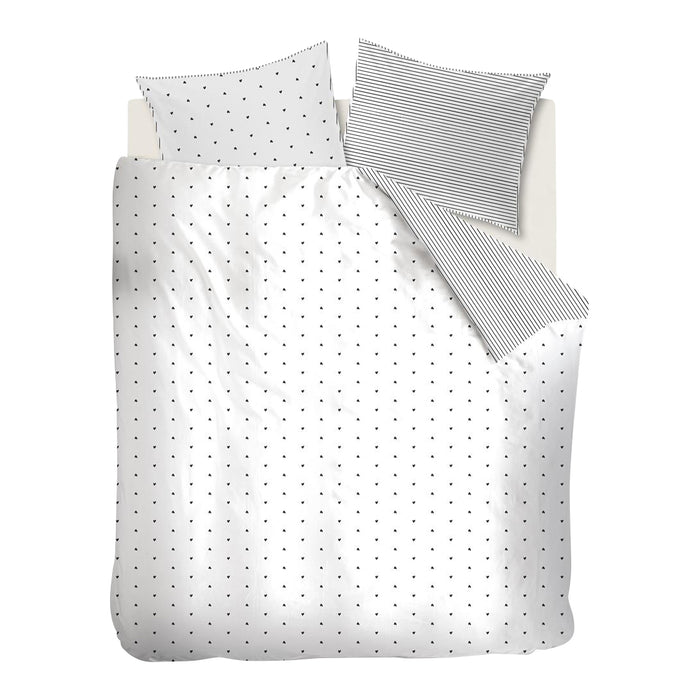 vtwonen Striped Hearts Dekbedovertrek 240 x 200/220 cm - Zwart/Wit