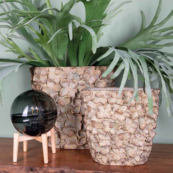 PTMD Kylen Tafellamp LED Houten Voet - H28 x Ø19 cm - Glas - Grijs