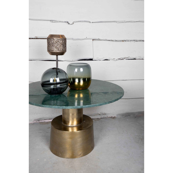 PTMD Kylen Tafellamp LED Houten Voet - H28 x Ø19 cm - Glas - Grijs