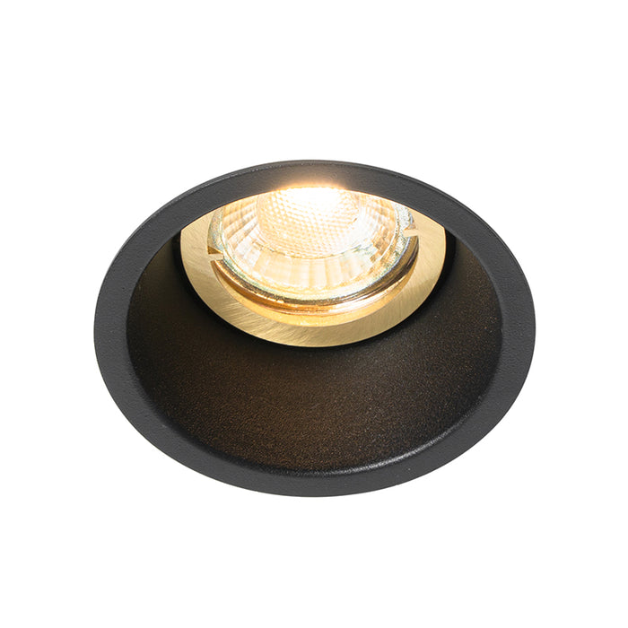 QAZQA Moderne inbouwspot zwart met goud draai- en kantelbaar - Alloy