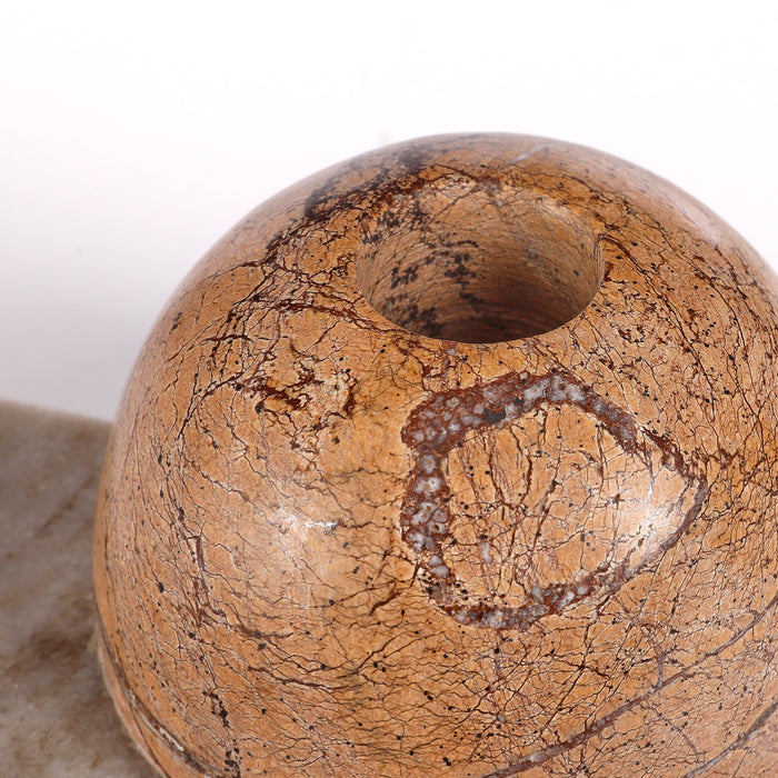 Casa Vivante Kandelaar - H12,5 x B10 x H7,5 cm - Marmer - Bruin