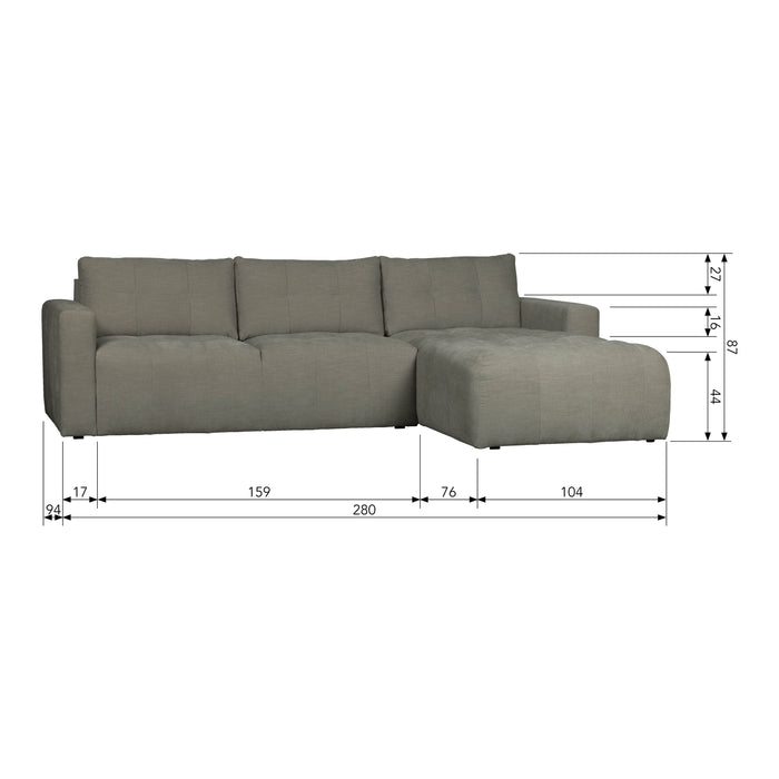 vtwonen Bar Chaise Longue - Rechts - Warm grijs