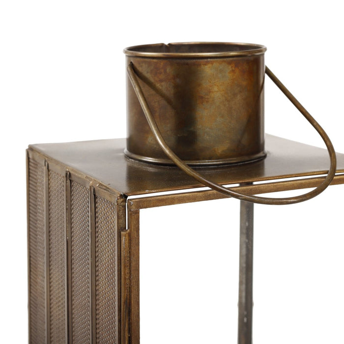 PTMD Erisha Rechthoekige Lantaarn - 42x15x15 cm - Metaal|Glas - Zwart