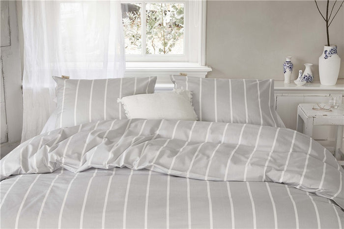 Walra - Dekbedovertrek Preppy Pinstripe - 140x220 - Grijs