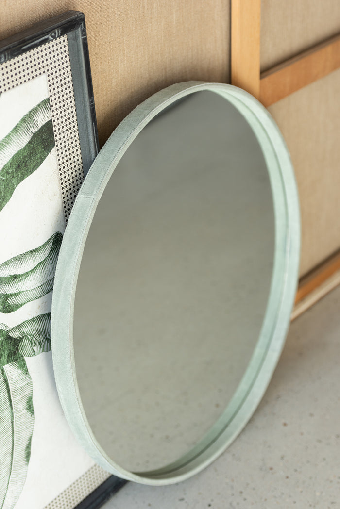 J-Line Spiegel Rond Leder Groen Large
