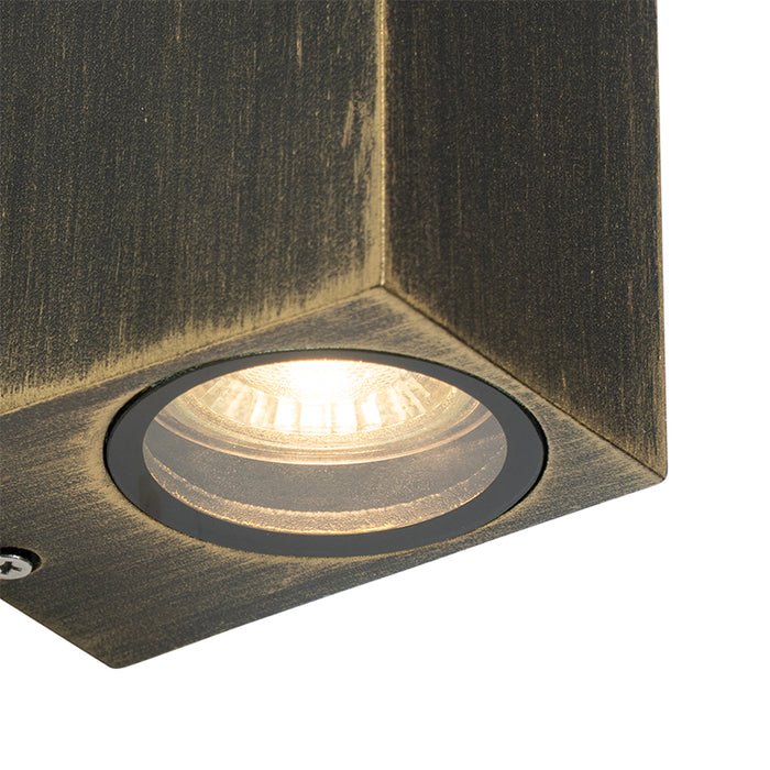 QAZQA Moderne wandlamp antiek goud 2-lichts IP44 - Baleno