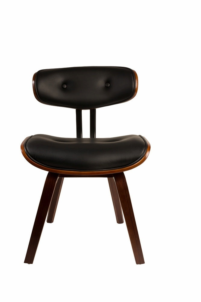 Dutchbone Blackwood Stoel - Donkerbruin Onderstel - Zwart Kunstleer