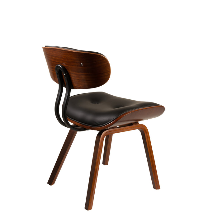 Dutchbone Blackwood Stoel - Donkerbruin Onderstel - Zwart Kunstleer