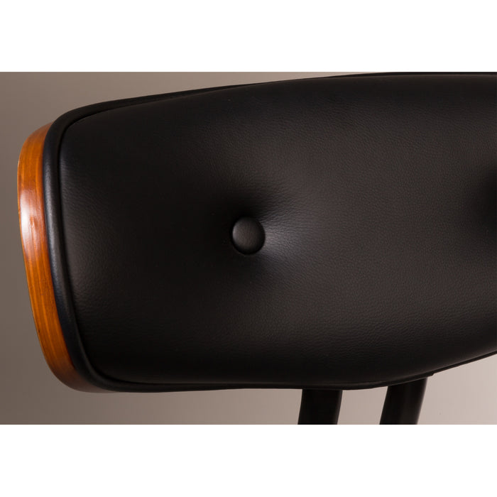 Dutchbone Blackwood Stoel - Donkerbruin Onderstel - Zwart Kunstleer