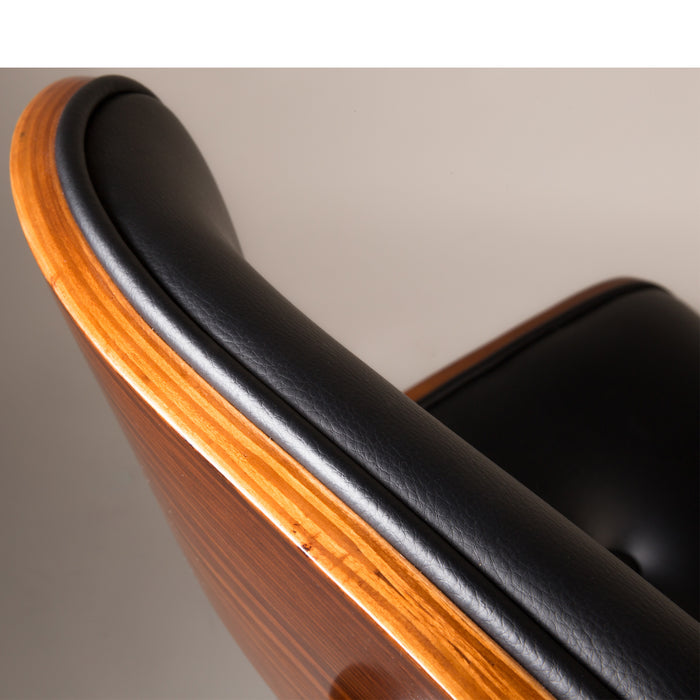 Dutchbone Blackwood Stoel - Donkerbruin Onderstel - Zwart Kunstleer