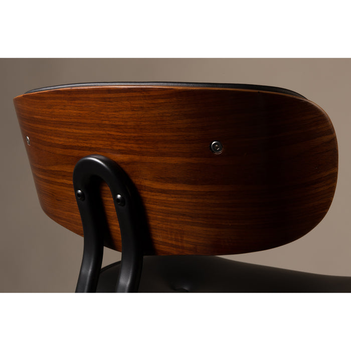 Dutchbone Blackwood Stoel - Donkerbruin Onderstel - Zwart Kunstleer