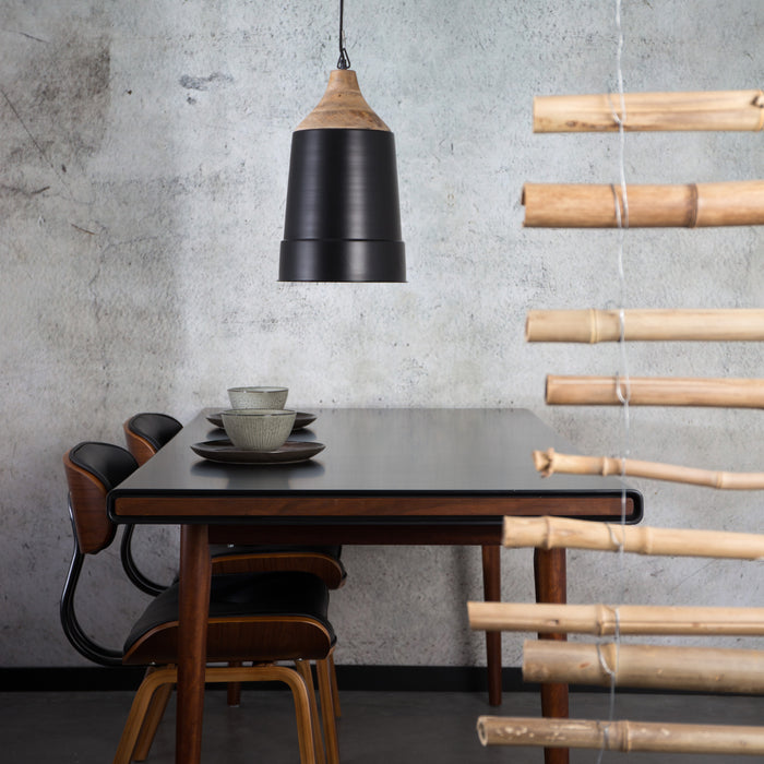 Dutchbone Blackwood Stoel - Donkerbruin Onderstel - Zwart Kunstleer