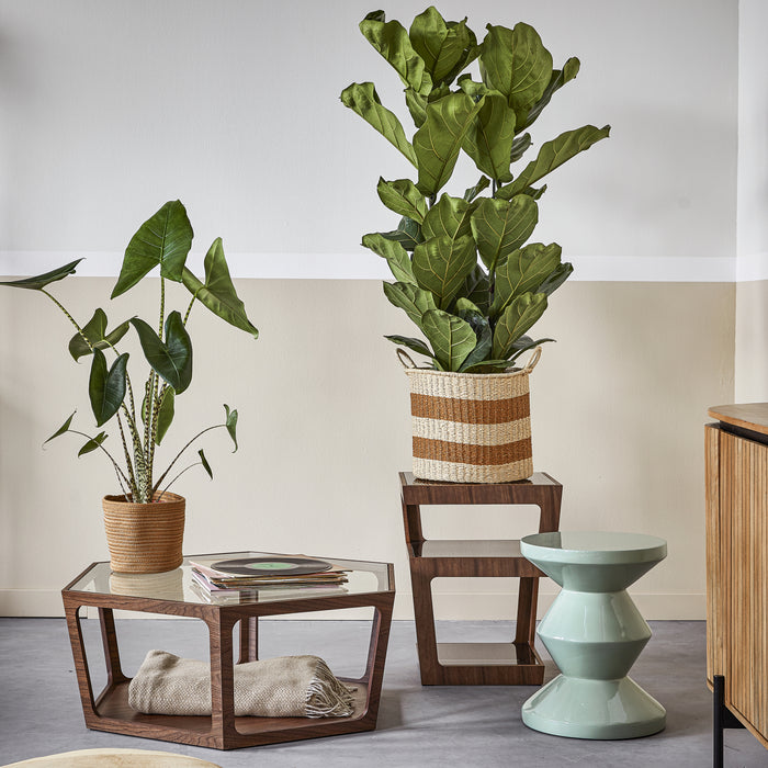 HKliving Striped Velvet Sierkussen Ø 60 cm - Okergeel