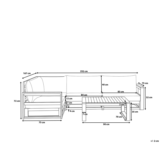 Beliani - TIMOR - Loungeset voor 4 - Taupe - FSC® acaciahout