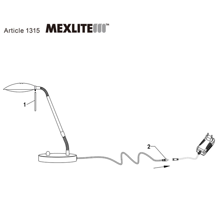 Mexlite - tafellamp - Eloi - staal - glas metaal - Ø 17cm - LED - 1315ST