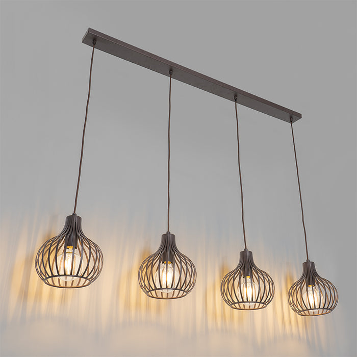 QAZQA Moderne hanglamp bruin 4-lichts - Saffira