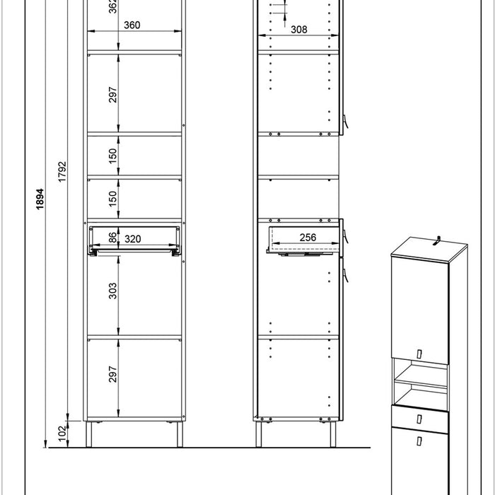 Germania Tulsa Badkamerkast Hoog