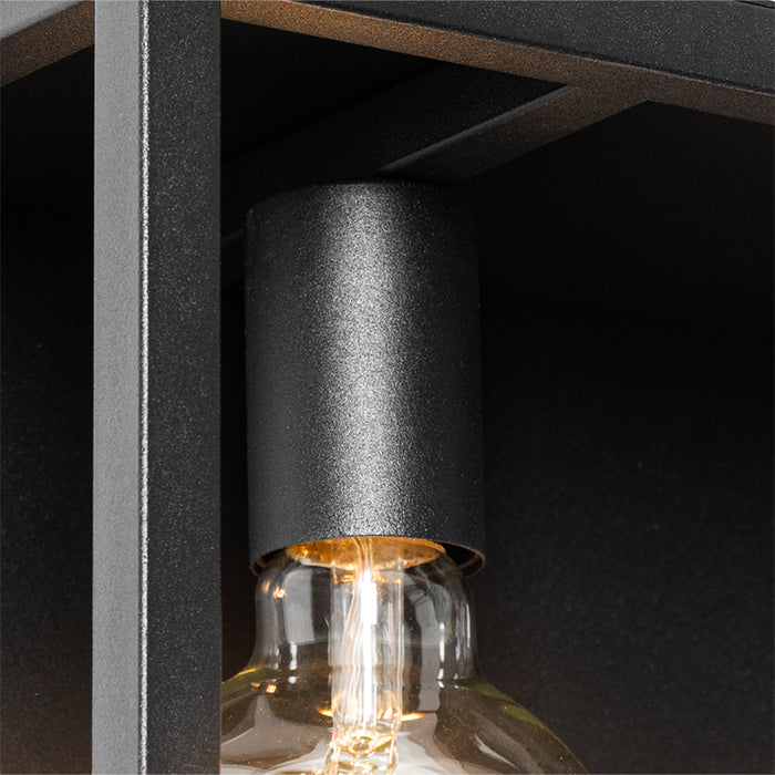 QAZQA Industriële wandlamp zwart met rek 2-lichts - Cage Rack