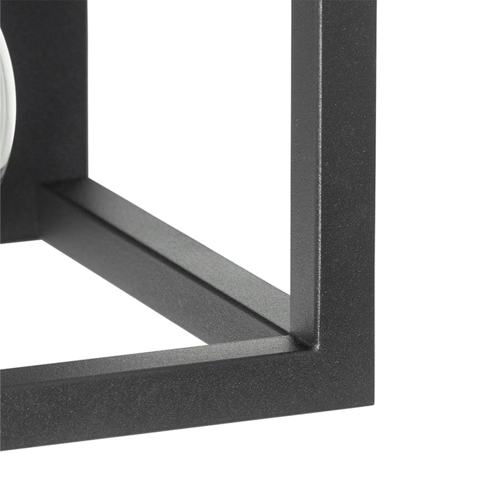 QAZQA Industriële wandlamp zwart met rek 2-lichts - Cage Rack