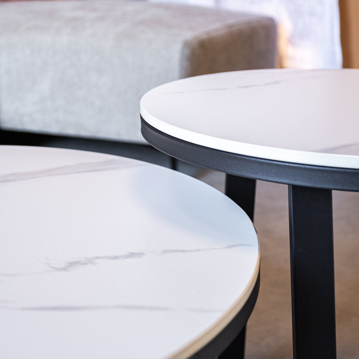 Dimehouse Salontafel set van 2 Tanner marmer wit rond