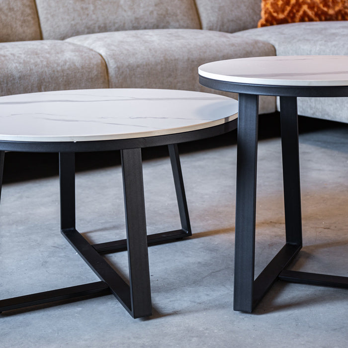 Dimehouse Salontafel set van 2 Tanner marmer wit rond