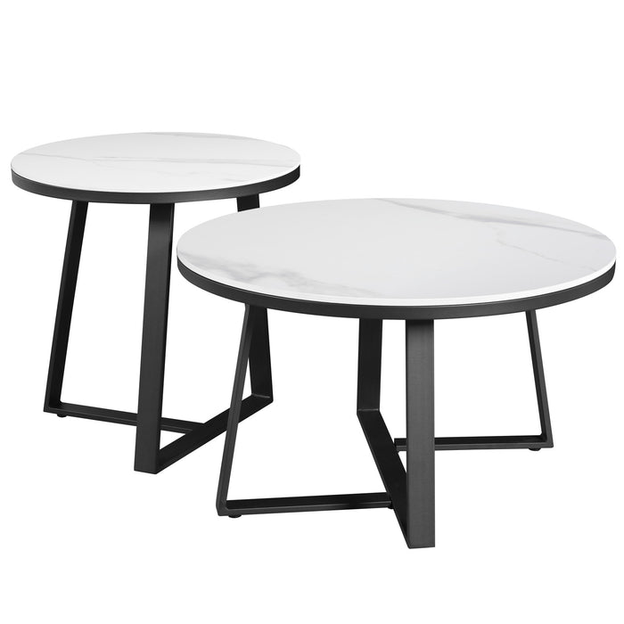Dimehouse Salontafel set van 2 Tanner marmer wit rond