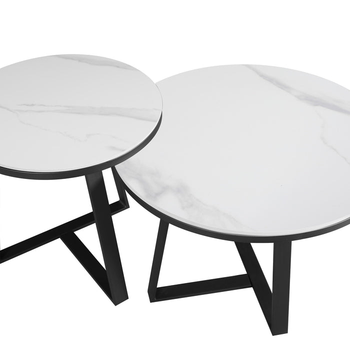 Dimehouse Salontafel set van 2 Tanner marmer wit rond