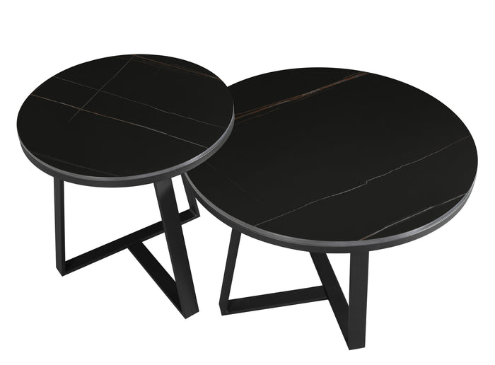 Dimehouse Salontafel set van 2 Tanner marmer zwart rond