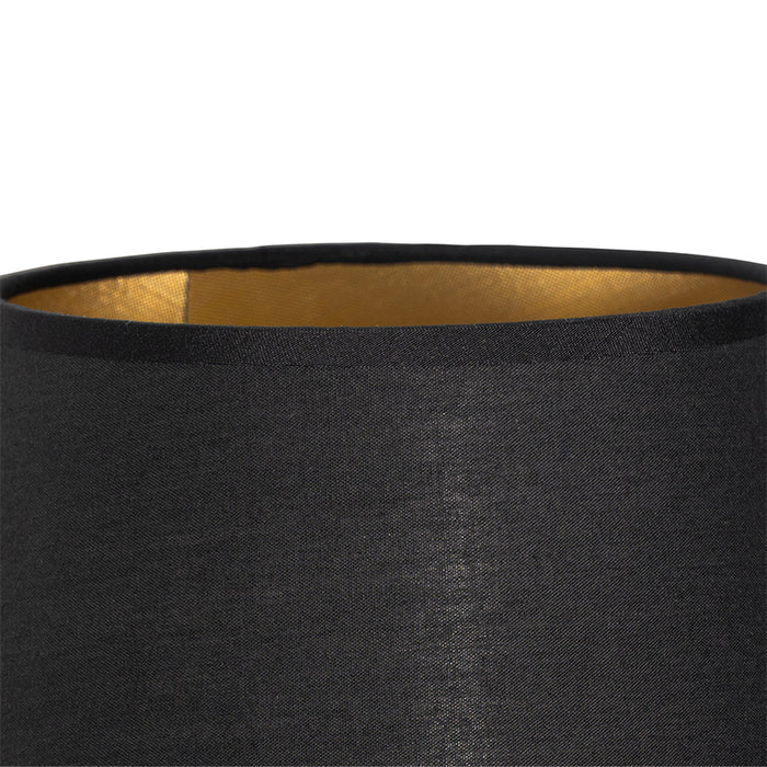 QAZQA Moderne wandlamp zwart incl. kap met gouden binnenkant - Pluk