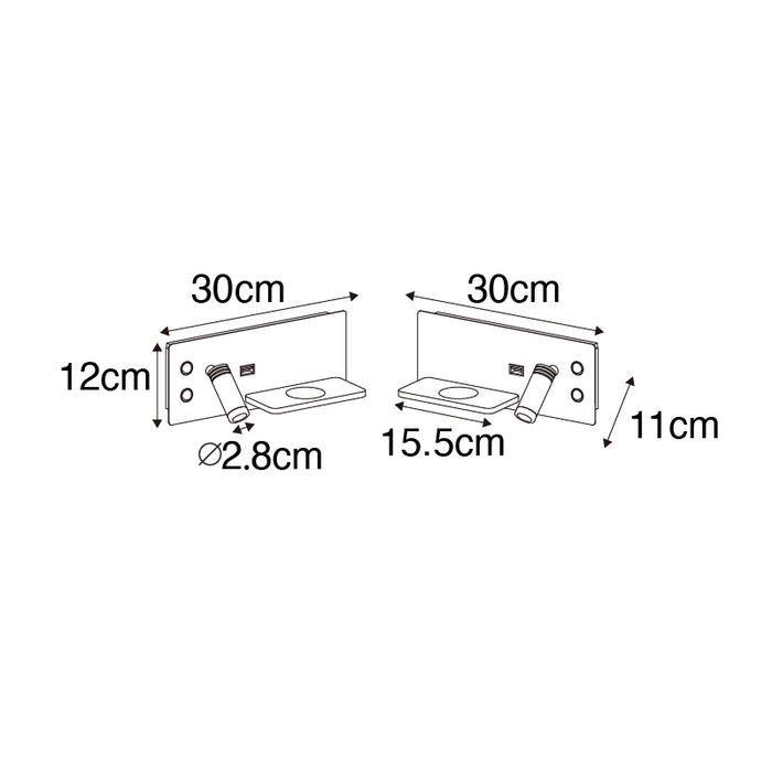 QAZQA Professional LED Wandlamp riza - Zwart - Modern - L 30cm