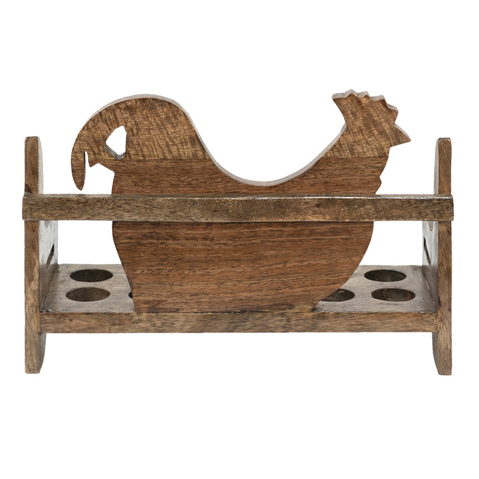 Clayre & Eef Eierhouder 32x13x19 cm Bruin Hout Kip Eierrekje