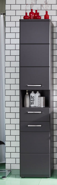 Hioshop Monte kolomkast 2 deuren, 1 lade, 1 open vak grijs, grijs