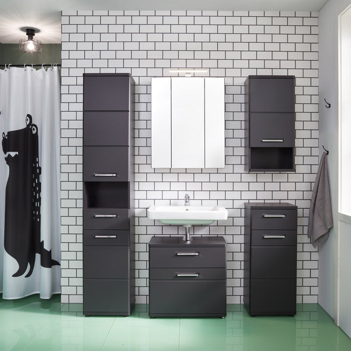 Hioshop Monte kolomkast 2 deuren, 1 lade, 1 open vak grijs, grijs