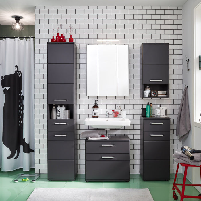 Hioshop Monte kolomkast 2 deuren, 1 lade, 1 open vak grijs, grijs