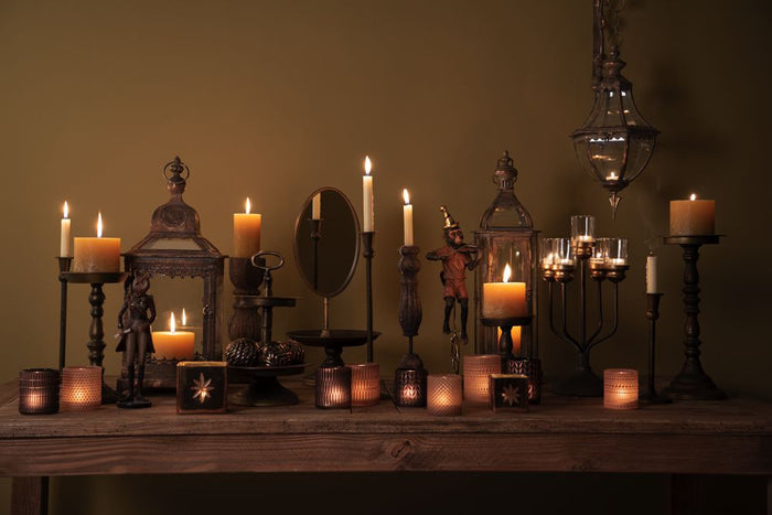 Clayre & Eef Kandelaar 6Y4208 Ø 9*39 cm - Bruin Ijzer