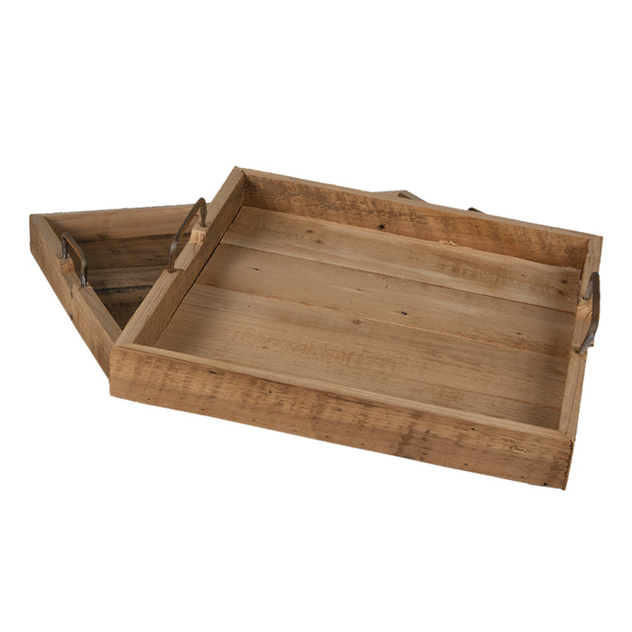 Clayre & Eef Decoratief Dienblad Set van 2 Bruin Hout Vierkant