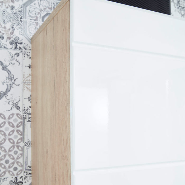 Hioshop SetOne kolomkast 4 deuren, 2 laden, 2 open vakken eiken