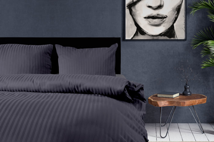 Elegance Dekbedovertrek Hotel Kwaliteit Satijn Streep antraciet