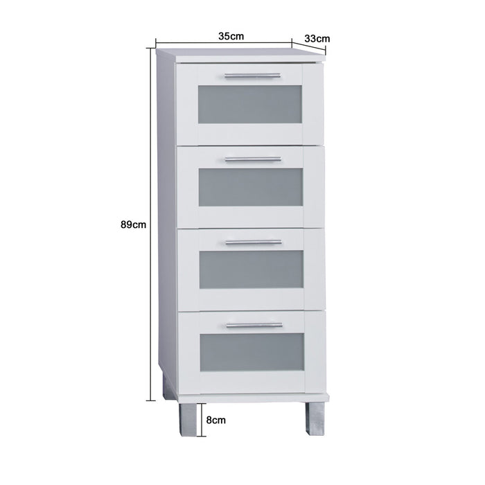 Hioshop Florida|OrlandoBad badkamerkast 4 laden wit, gematteerd