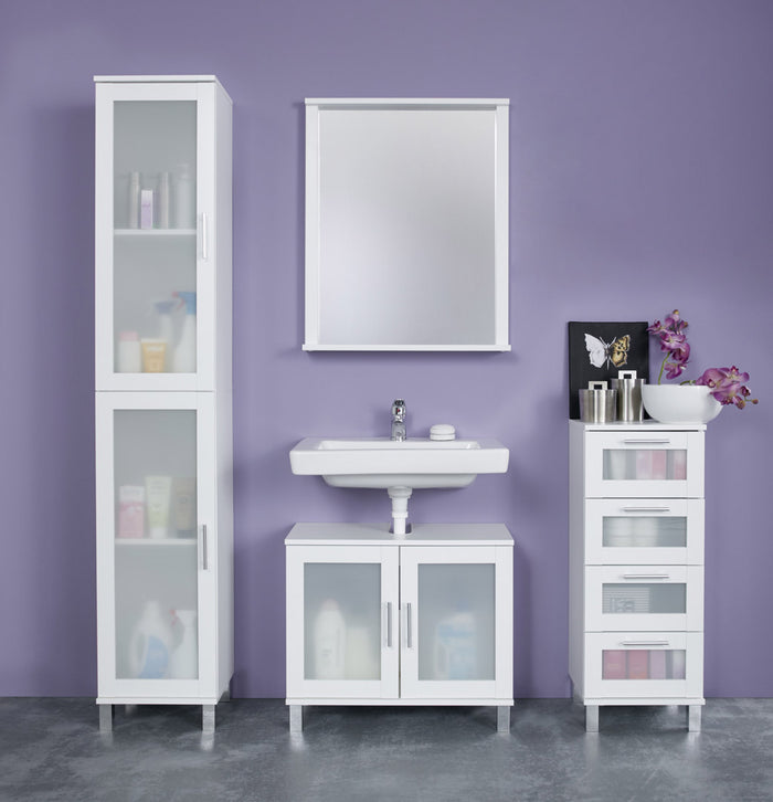 Hioshop Florida|OrlandoBad badkamerkast 4 laden wit, gematteerd