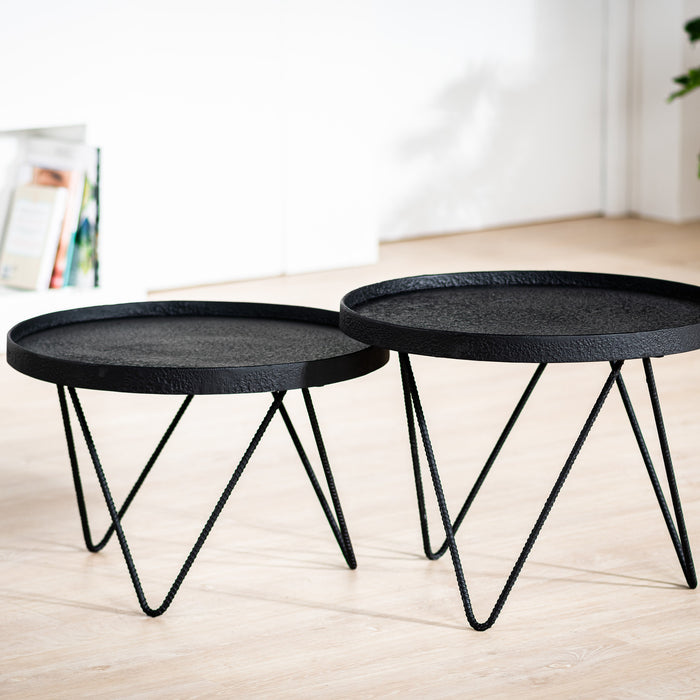 Duverger Volcano - Salontafels - set van 2 - rond met rand - lava