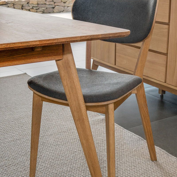 Rowico Home Kato Stoel - Set Van 2 - Stof Donkergrijs - Eiken