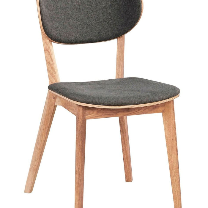 Rowico Home Kato Stoel - Set Van 2 - Stof Donkergrijs - Eiken