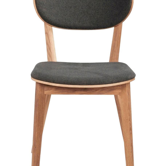 Rowico Home Kato Stoel - Set Van 2 - Stof Donkergrijs - Eiken