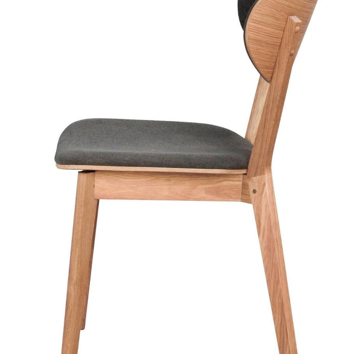 Rowico Home Kato Stoel - Set Van 2 - Stof Donkergrijs - Eiken