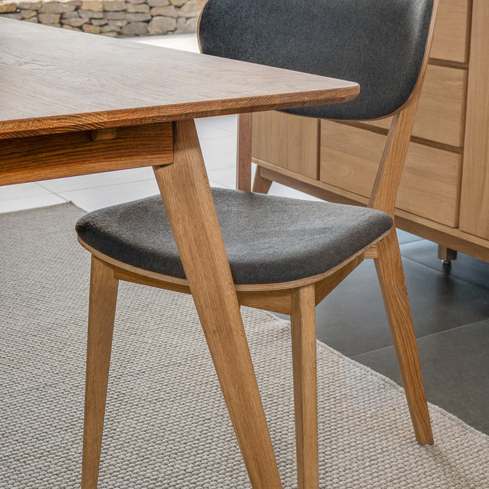 Rowico Home Kato Stoel - Set Van 2 - Stof Donkergrijs - Eiken