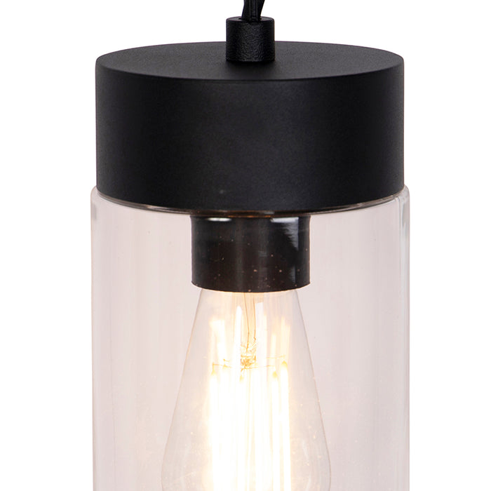 QAZQA Moderne hanglamp zwart met glas IP44 - Jarra